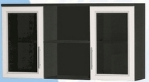 Антресоль большая с двумя стеклодверями ДЛЯ ГОСТИНОЙ АБС-2 Венге/Дуб выбеленный в Заозёрном - zaozyornyj.mebel54.com | фото