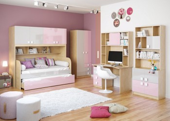 Детская комната Грэйси (Розовый/Серый/корпус Клен) в Заозёрном - zaozyornyj.mebel54.com | фото