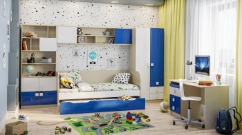 Детская комната Скай Люкс (Синий/Белый/корпус Клен) в Заозёрном - zaozyornyj.mebel54.com | фото