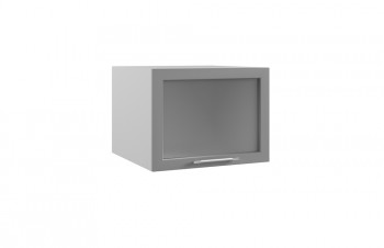Гарда ГВПГС 600 шкаф верхний горизонтальный глубокий со стеклом высокий (Белый Эмалит/корпус Серый) в Заозёрном - zaozyornyj.mebel54.com | фото