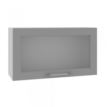 Гарда ВПГС 800 шкаф верхний горизонтальный со стеклом высокий (Белый Эмалит/корпус Серый) в Заозёрном - zaozyornyj.mebel54.com | фото