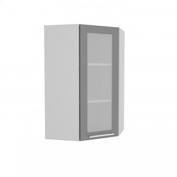 Гарда ВПУС 550 шкаф верхний угловой со стеклом высокий (Белый Эмалит/корпус Серый) в Заозёрном - zaozyornyj.mebel54.com | фото