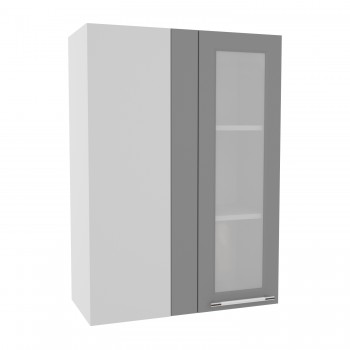 Гарда ВПУС 650 шкаф верхний угловой со стеклом высокий (Белый Эмалит/корпус Серый) в Заозёрном - zaozyornyj.mebel54.com | фото