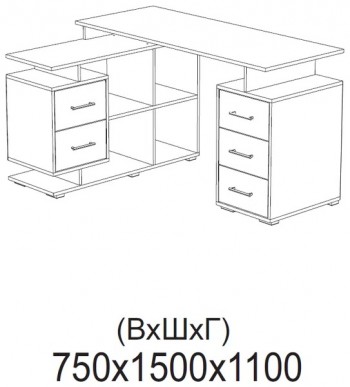 Компьютерный стол угловой СКМУ-3 белый в Заозёрном - zaozyornyj.mebel54.com | фото