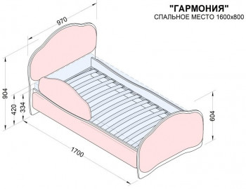 Кровать 160 Гармония 32 Фиолетовый (мягкий бортик) в Заозёрном - zaozyornyj.mebel54.com | фото