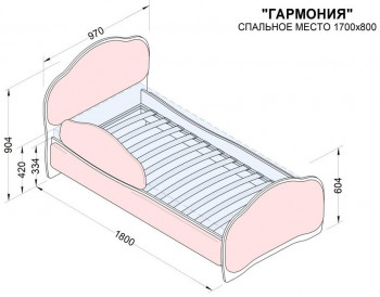 Кровать 170 Гармония 18 Бордовый (мягкий бортик) в Заозёрном - zaozyornyj.mebel54.com | фото
