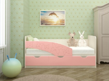 Кровать Бабочки 1,6м (Розовый металлик) в Заозёрном - zaozyornyj.mebel54.com | фото
