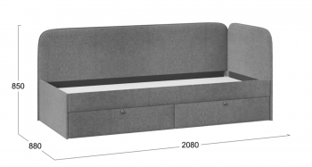 Кровать «Молли» с мягкой обивкой (900) тип 1 (Микровелюр Scandi Graphite 22) в Заозёрном - zaozyornyj.mebel54.com | фото
