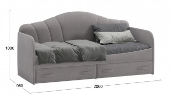 Кровать с мягкой спинкой и ящиками «Сабрина» 900 Светло-серый в Заозёрном - zaozyornyj.mebel54.com | фото