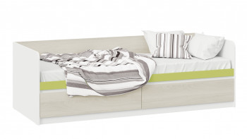 Кровать «Сканди» с 2 ящиками Дуб Гарден/Белый/Зеленый в Заозёрном - zaozyornyj.mebel54.com | фото