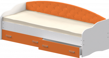 Кровать Софа-7 с мягкой спинкой (800х1900) Белый/Оранжевый в Заозёрном - zaozyornyj.mebel54.com | фото