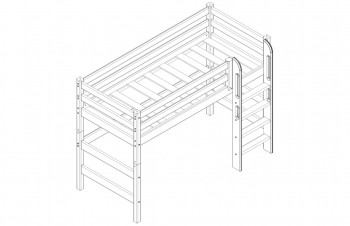Кровать Соня вариант 5 полувысокая с прямой лестницей белый полупрозрачный в Заозёрном - zaozyornyj.mebel54.com | фото
