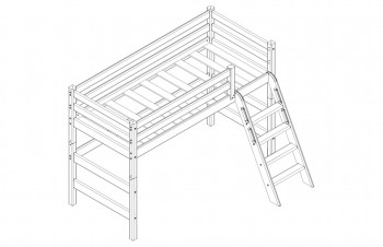Кровать Соня вариант 6 полувысокая с наклонной лестницей Лаванда в Заозёрном - zaozyornyj.mebel54.com | фото