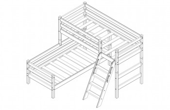 Кровать Соня вариант 8 угловая с наклонной лестницей Лаванда в Заозёрном - zaozyornyj.mebel54.com | фото