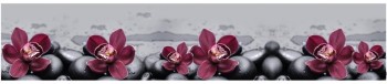 Кухонный фартук КМ 14 Орхидея Цветы Камни в Заозёрном - zaozyornyj.mebel54.com | фото