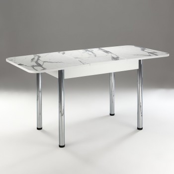 Кухонный стол 1100*700/400 ф 2 Пластик, мрамор белый в Заозёрном - zaozyornyj.mebel54.com | фото