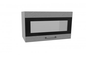 Лофт ПГСФ 600 шкаф верхний горизонтальный со стеклом и фотопечатью (Штукатурка серая/корпус Серый) в Заозёрном - zaozyornyj.mebel54.com | фото