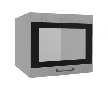 Лофт ВПГСФ 500 шкаф верхний горизонтальный со стеклом высокий с фотопечатью (Бетон светлый/корпус Серый) в Заозёрном - zaozyornyj.mebel54.com | фото
