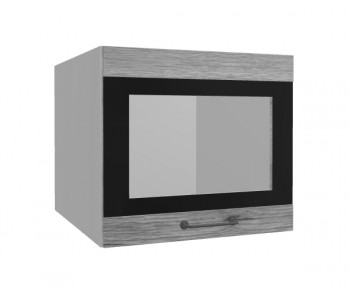 Лофт ВПГСФ 500 шкаф верхний горизонтальный со стеклом высокий с фотопечатью (Дуб майский/корпус Серый) в Заозёрном - zaozyornyj.mebel54.com | фото