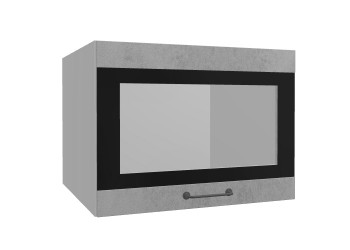 Лофт ВПГСФ 600 шкаф верхний горизонтальный со стеклом высокий с фотопечатью (Бетон светлый/корпус Серый) в Заозёрном - zaozyornyj.mebel54.com | фото
