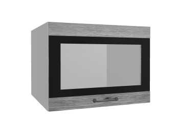 Лофт ВПГСФ 600 шкаф верхний горизонтальный со стеклом высокий с фотопечатью (Дуб майский/корпус Серый) в Заозёрном - zaozyornyj.mebel54.com | фото