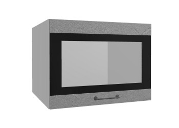 Лофт ВПГСФ 600 шкаф верхний горизонтальный со стеклом высокий с фотопечатью (Штукатурка серая/корпус Серый) в Заозёрном - zaozyornyj.mebel54.com | фото