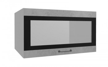 Лофт ВПГСФ 800 шкаф верхний горизонтальный со стеклом высокий с фотопечатью (Бетон светлый/корпус Серый) в Заозёрном - zaozyornyj.mebel54.com | фото