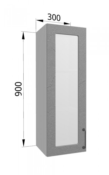 Лофт ВПС 300 шкаф верхний со стеклом высокий (Штукатурка серая/корпус Серый) в Заозёрном - zaozyornyj.mebel54.com | фото