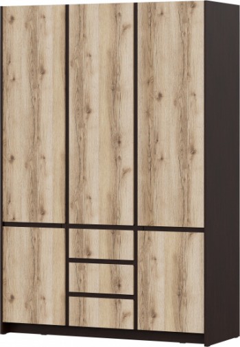 Модульная система "Прага" Шкаф для одежды трехстворчатый Дуб Венге/Дуб Делано в Заозёрном - zaozyornyj.mebel54.com | фото