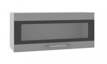 Норд ШВГС 800 Шкаф верхний горизонтальный со стеклом (Софт черный/корпус Венге) в Заозёрном - zaozyornyj.mebel54.com | фото