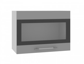 Олива ВПГСФ 600 Шкаф верхний горизонтальный со стеклом с фотопечатью высокий (Снег глянец/корпус Серый) в Заозёрном - zaozyornyj.mebel54.com | фото