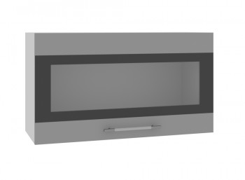 Олива ВПГСФ 800 Шкаф верхний горизонтальный со стеклом с фотопечатью высокий (Снег глянец/корпус Серый) в Заозёрном - zaozyornyj.mebel54.com | фото