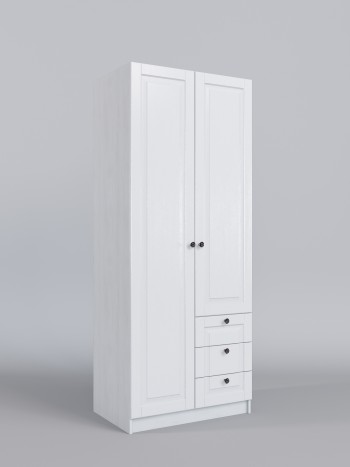 Шкаф 2-х створчатый с ящиками Классика (Белый/корпус Выбеленное дерево) в Заозёрном - zaozyornyj.mebel54.com | фото