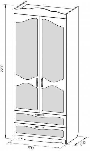 Шкаф 2-х створчатый с ящиками серии Иллюзия 99 Серый в Заозёрном - zaozyornyj.mebel54.com | фото