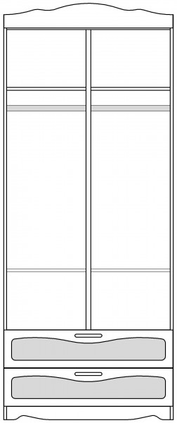 Шкаф 2-х створчатый с ящиками серии Иллюзия 99 Серый в Заозёрном - zaozyornyj.mebel54.com | фото