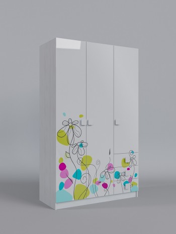 Шкаф 3-х створчатый с ящиками Флёр (Белый/корпус Выбеленное дерево) в Заозёрном - zaozyornyj.mebel54.com | фото
