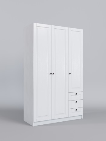 Шкаф 3-х створчатый с ящиками Классика (Белый/корпус Выбеленное дерево) в Заозёрном - zaozyornyj.mebel54.com | фото
