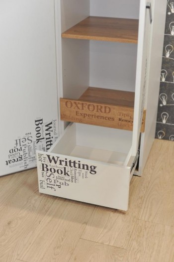 Шкаф для белья «Оксфорд» (Ривьера/Белый с рисунком) в Заозёрном - zaozyornyj.mebel54.com | фото