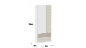 Шкаф для одежды комбинированный «Сканди» Дуб Гарден/Белый/Глиняный серый в Заозёрном - zaozyornyj.mebel54.com | фото