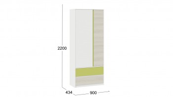 Шкаф для одежды комбинированный «Сканди» Дуб Гарден/Белый/Зеленый в Заозёрном - zaozyornyj.mebel54.com | фото