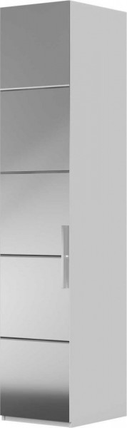 Шкаф ШР-1 зеркало, левый, Вива (Белый/Белый глянец/Платина) в Заозёрном - zaozyornyj.mebel54.com | фото