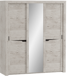 Шкаф трехдверный Соренто с раздвижными дверями Дуб бонифаций/Кофе структурный матовый в Заозёрном - zaozyornyj.mebel54.com | фото