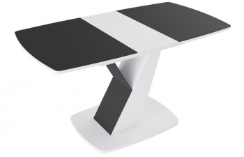 Стол обеденный «Гарда» Тип 1 (Белый/Стекло матовое черный графит) в Заозёрном - zaozyornyj.mebel54.com | фото