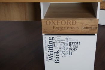 Стол с ящиками «Оксфорд» (Ривьера/Белый с рисунком) в Заозёрном - zaozyornyj.mebel54.com | фото